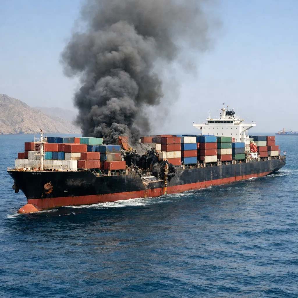 Иран Ормуз бұғазынан рұқсатсыз өтпек болған контейнеровозды бомбалады