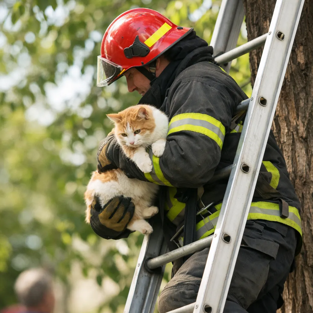 Спасатели МЧС спасли кошку с дерева в Кызылорде