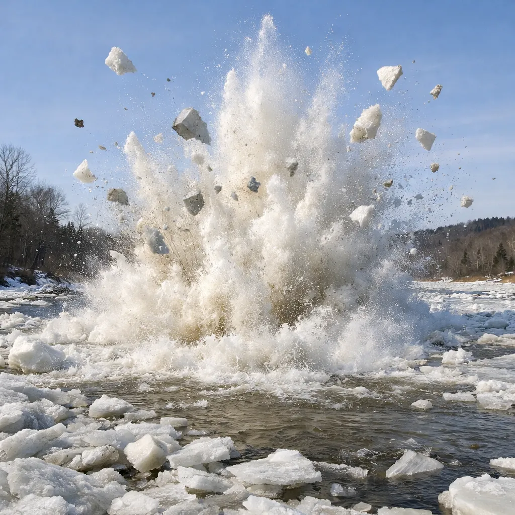 На реке Бухтарма в ВКО проведены взрывные работы для предотвращения ледяных заторов