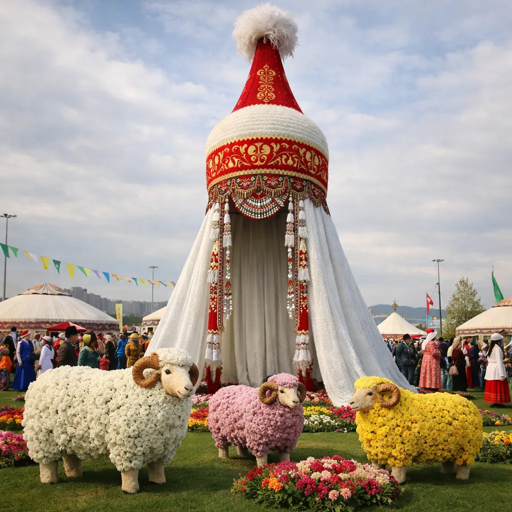 На ЭКСПО в Астане в дни Наурыза представят 9-метровую вязаную келиншек и цветочные барашки