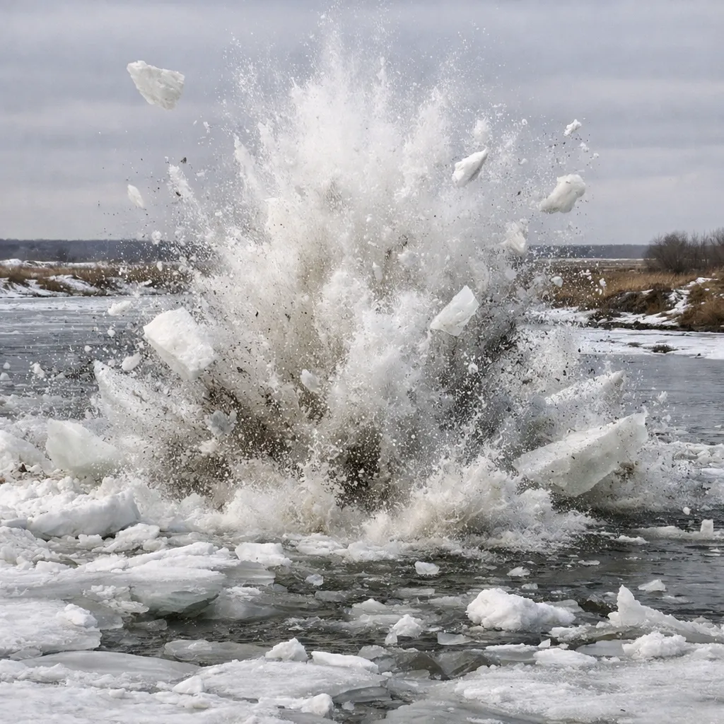 В Северо-Казахстанской области начаты контролируемые взрывные работы по дроблению льда на реках