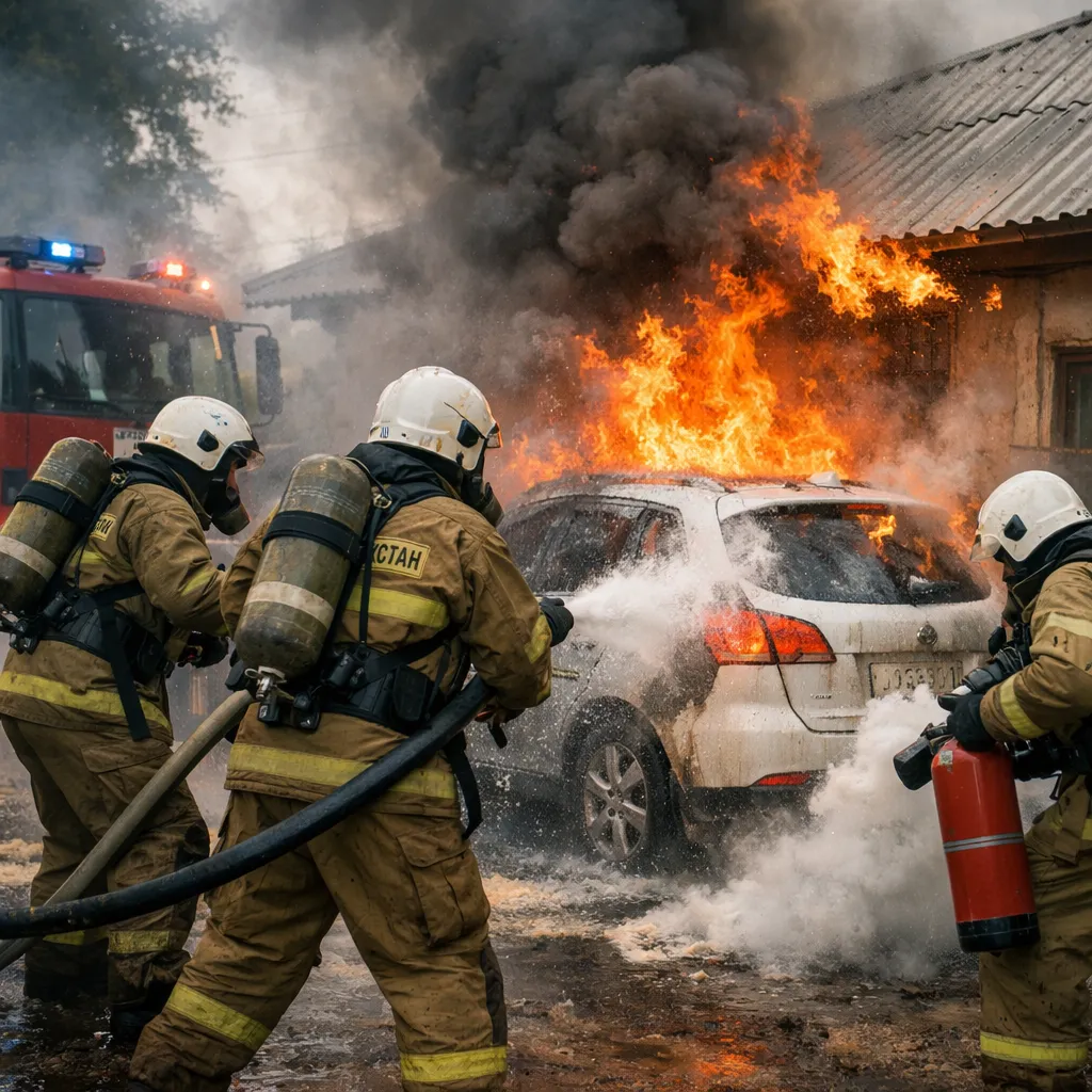 Пожарные предотвратили распространение огня на жилой дом в Таразе