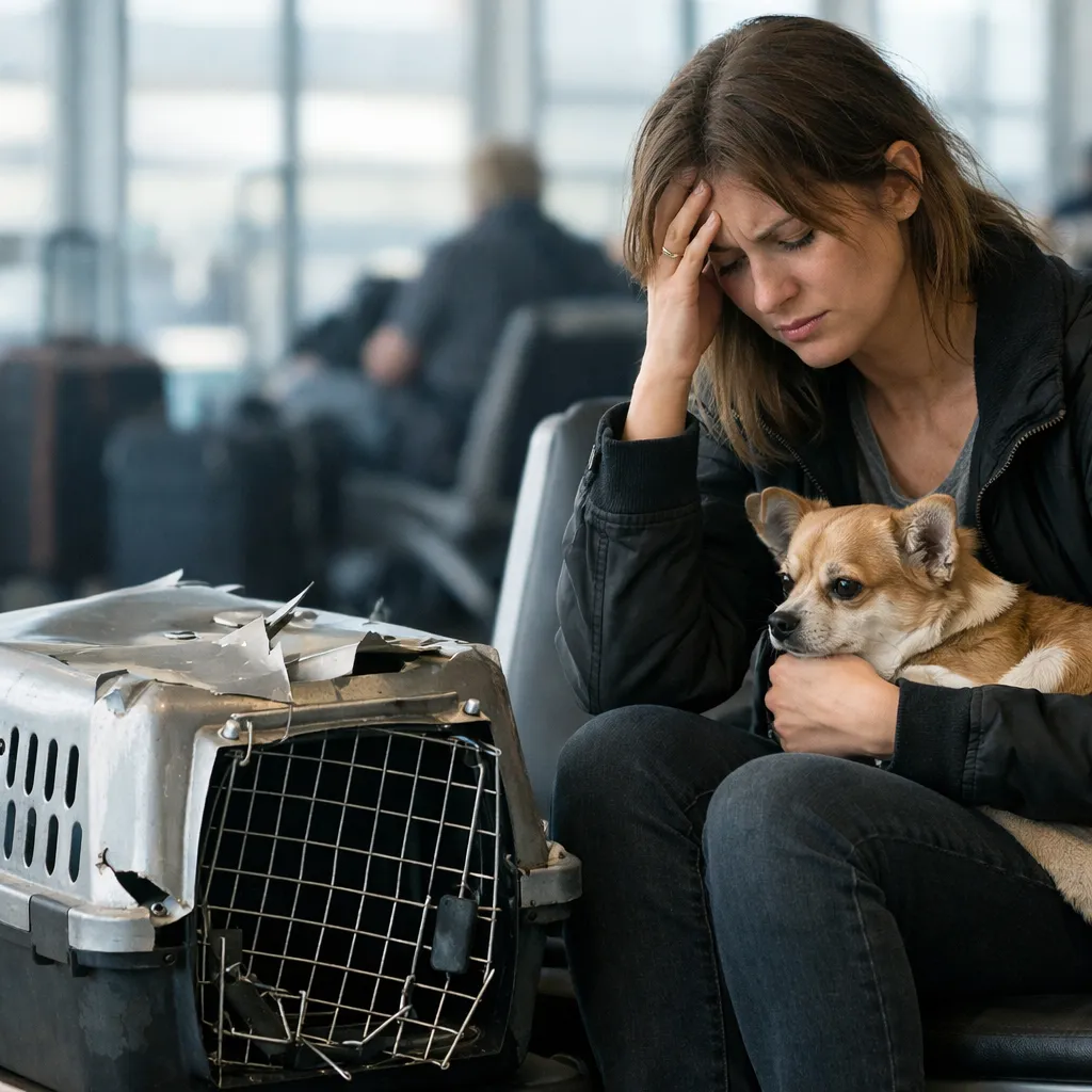 Путешествие пассажирки Scat с собакой сорвалось из-за повреждённого контейнера
