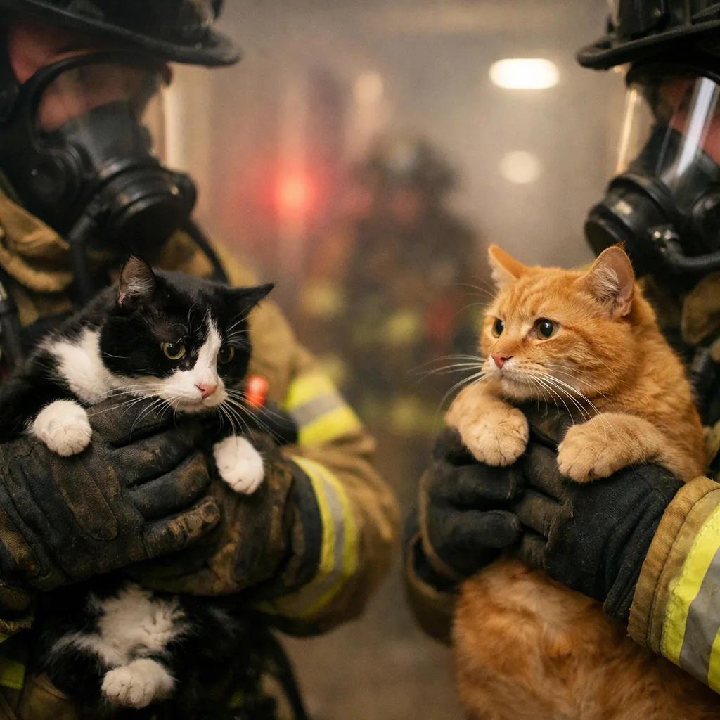 Пожарные Алматы спасли двух кошек при пожаре в многоэтажном доме