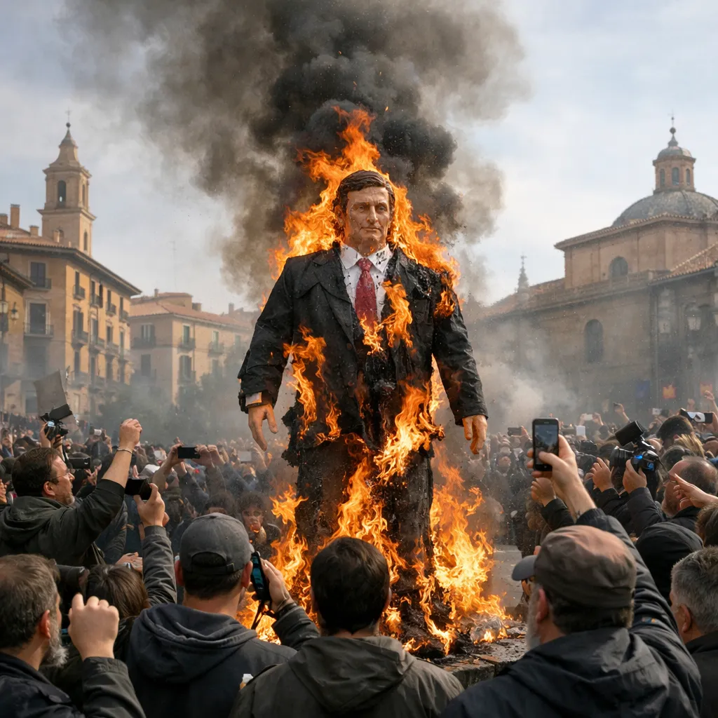 В Испании расстреляли и сожгли премьер-министра Израиля Нетаньяху