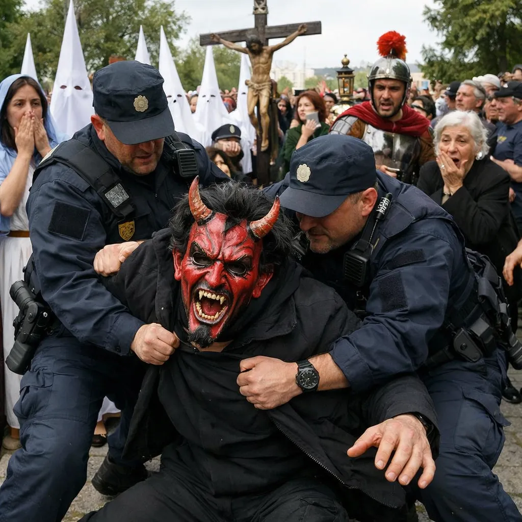 Тула тұрғыны пасхалық крест шеруіне қатысушыларды «шайтан» маскасымен қорқытқаны үшін үш тәулікке қамауға алынды