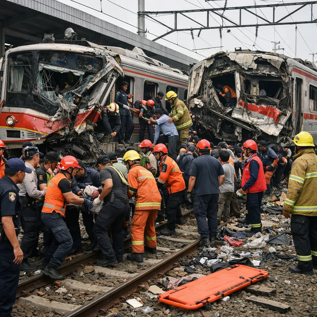 Столкновение поездов в Индонезии: 14 погибших, 84 раненых