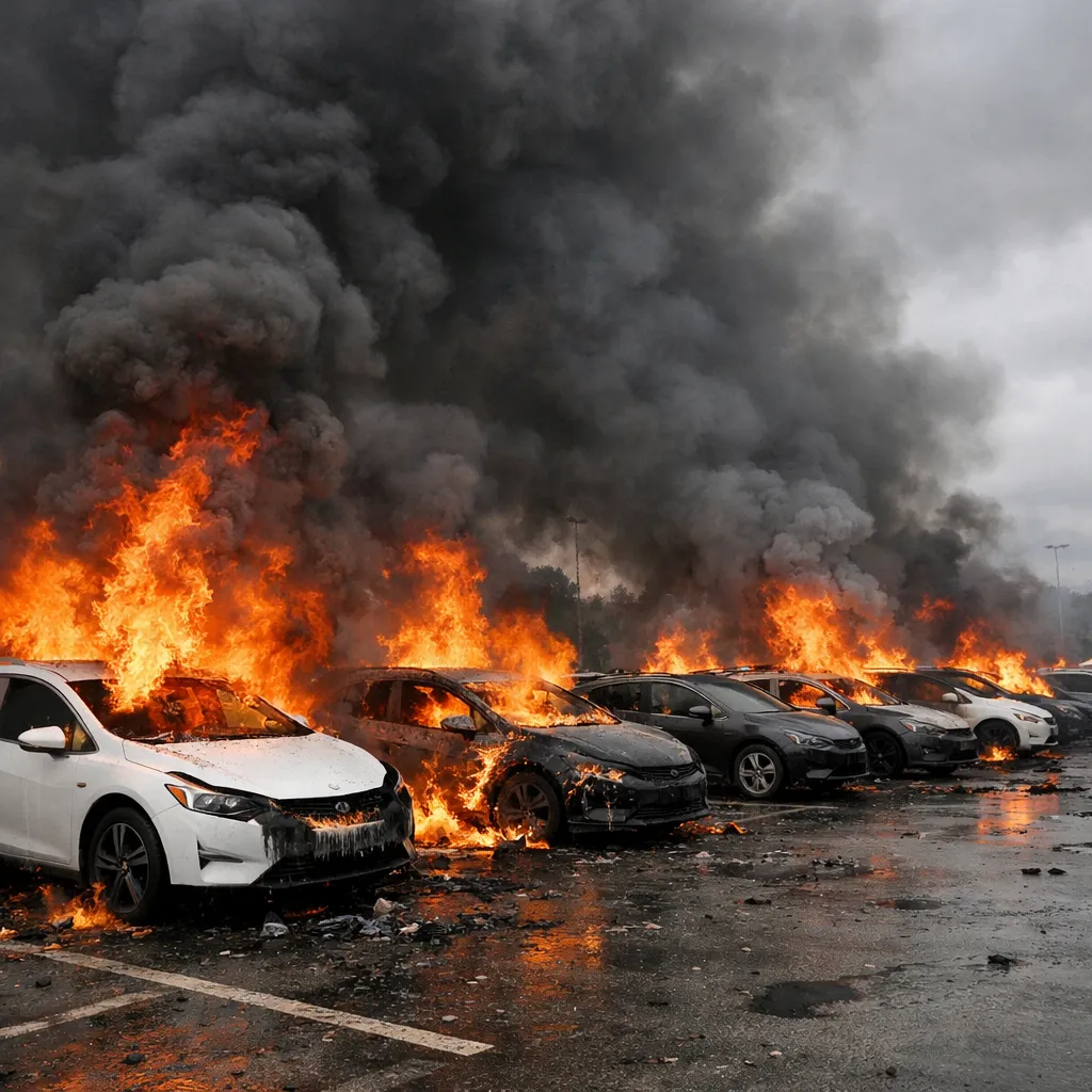 Пожар на парковке BYD уничтожил тестовые и списанные электромобили