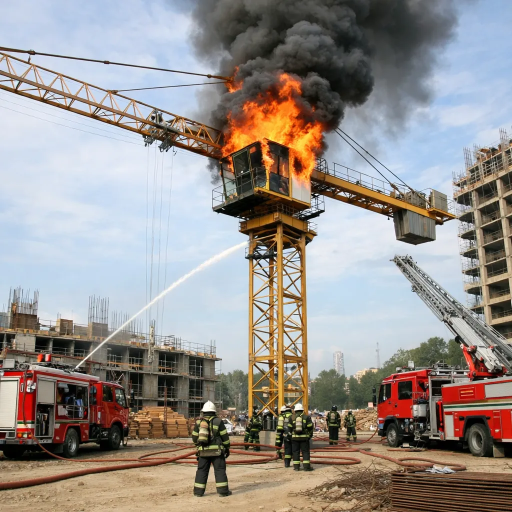 Астанада Нұра ауданында мұнаралы кран кабинасындағы өрт сөндірілді